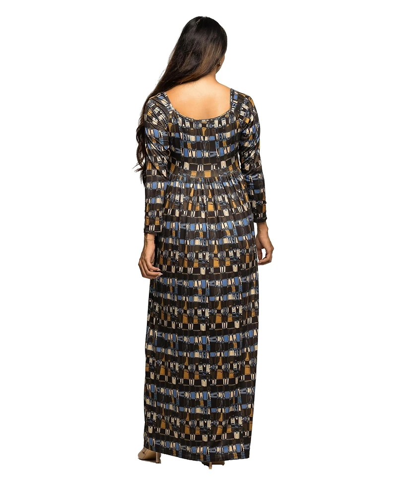 24seven Comfort Apparel Women's Maternity Long Sleeve Empire Waist Maxi Dress