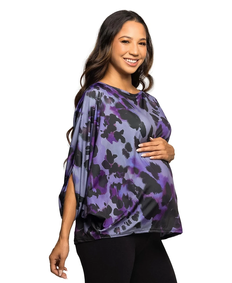 24seven Comfort Apparel Women's Maternity Boat Neck Top