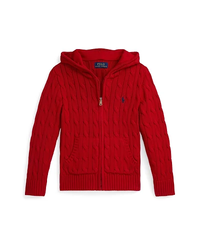 Polo Ralph Lauren Boys 2-7 Cable Cotton Hooded Full-Zip Sweater