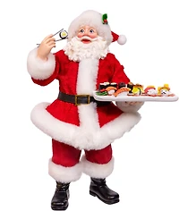 Kurt Adler 10.5-Inch Fabriche Santa with Sushi Platter