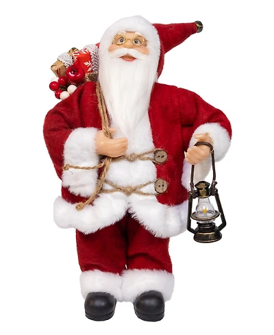 Kurt Adler 12-Inch Standing Christmas Santa with Sack and Lantern