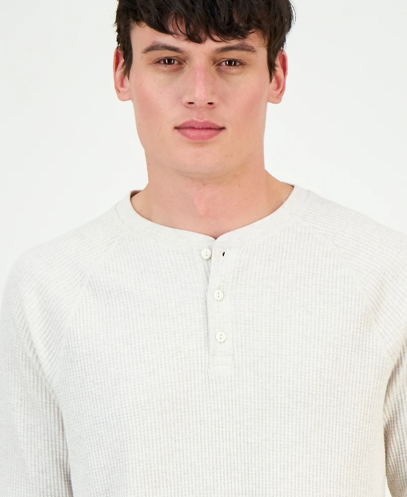 Sun + Stone Men's Thermal Waffle-Knit Henley Shirt, Macy's Exclusive