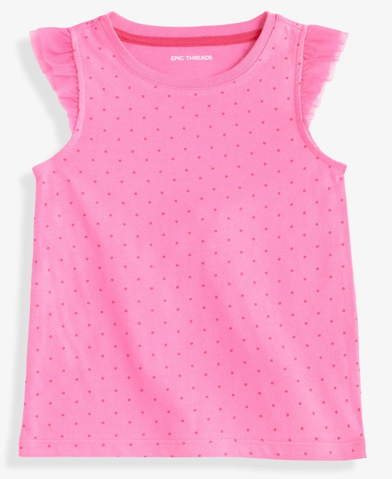 Epic Threads Girls Toddler 2T-4T Short-Sleeve Dot-Print Ruffled Top, Macy's Exclusive