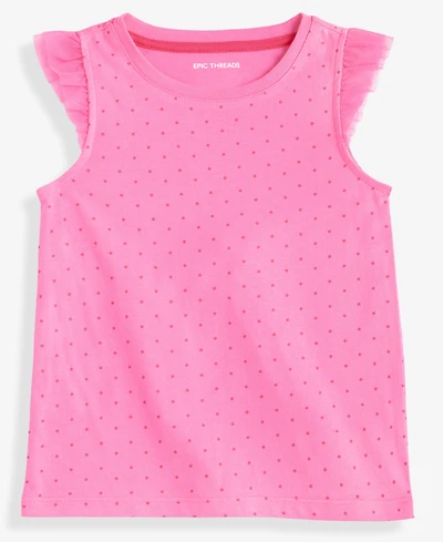 Epic Threads Girls Toddler 2T-4T Short-Sleeve Dot-Print Ruffled Top, Macy's Exclusive