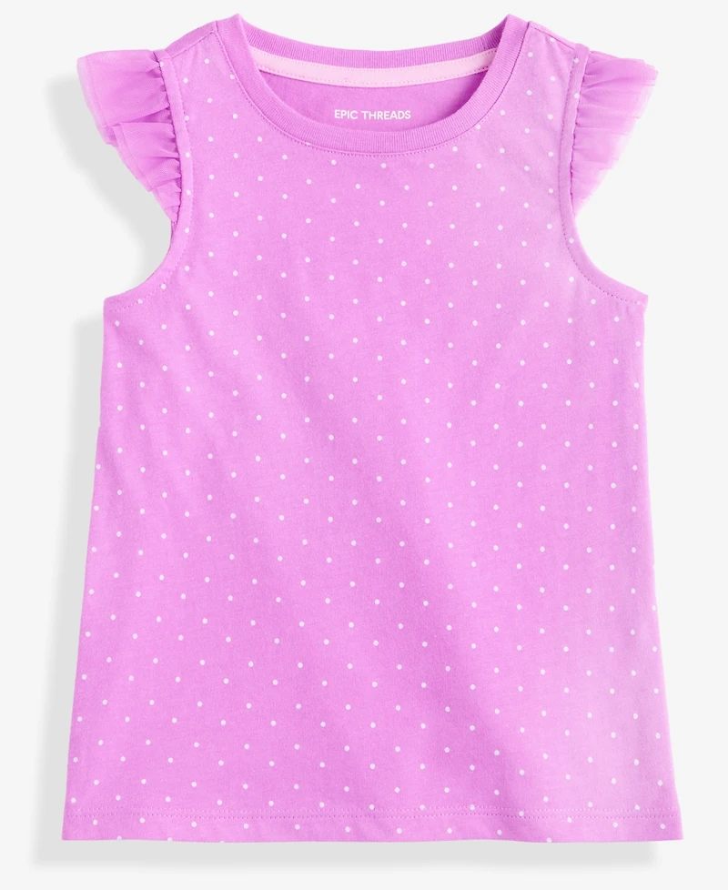 Epic Threads Girls Toddler 2T-4T Short-Sleeve Dot-Print Ruffled Top, Macy's Exclusive