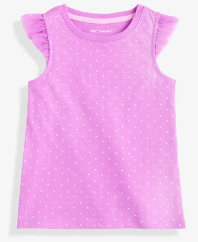 Epic Threads Girls Toddler 2T-4T Short-Sleeve Dot-Print Ruffled Top, Macy's Exclusive