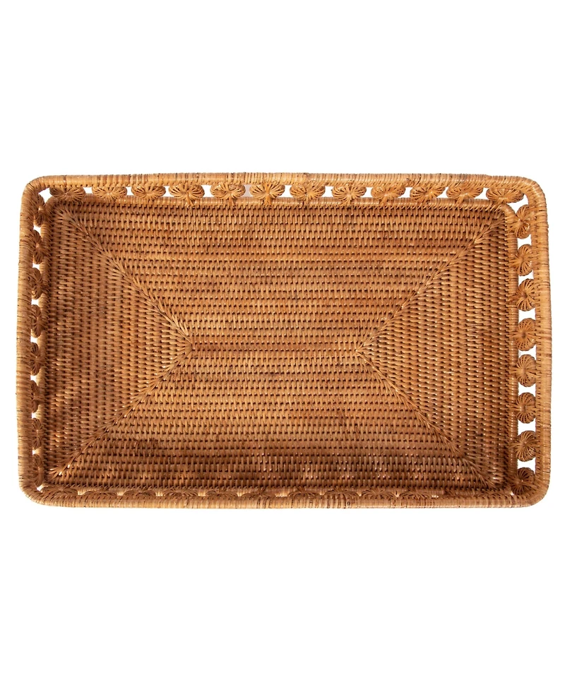 Artifacts Rattan Inna Design Rectangular Tray With Glass Insert