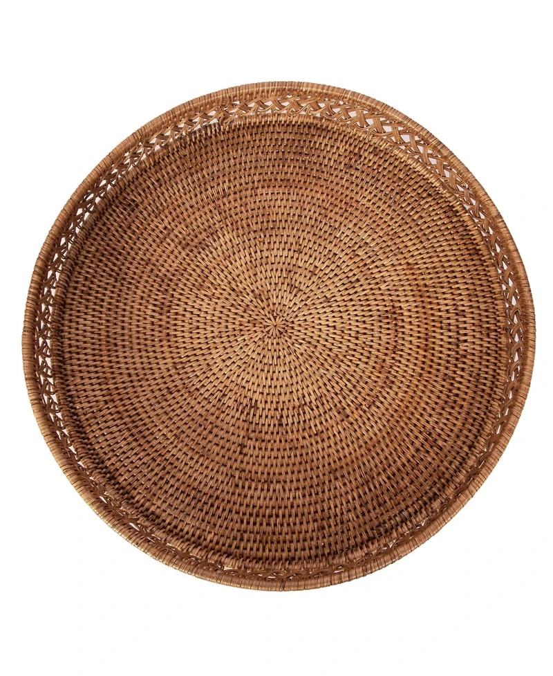 Artifacts Trading Company Rattan Seca Design Round Tray 16"