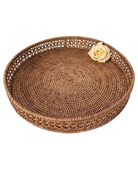 Artifacts Trading Company Rattan Seca Design Round Tray 19"