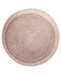 Artifacts Rattan Seca Design Round Tray 16" with Glass Insert