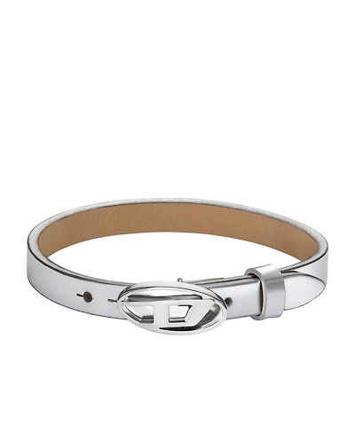 Diesel Men's Silver Leather Stackable Bracelet
