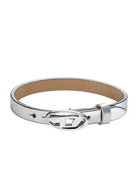 Diesel Men's Silver Leather Stackable Bracelet