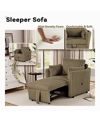 Boyel Living Convertible Sofa Bed Chair Pullout Single Sleeper with Usb and Pillows for Room