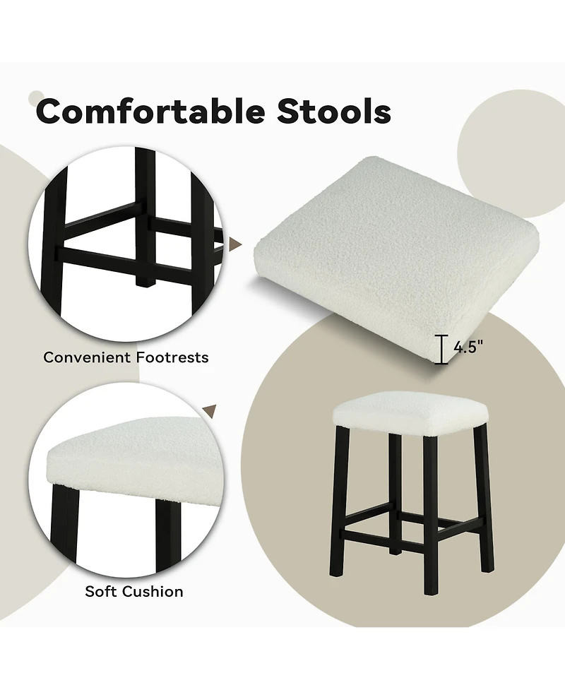 Boyel Living 3-Piece Bar Table and Chairs Set Lvory Tall Dining Table with Usb and Upholstered Bar Stool for Living Room Kitchen