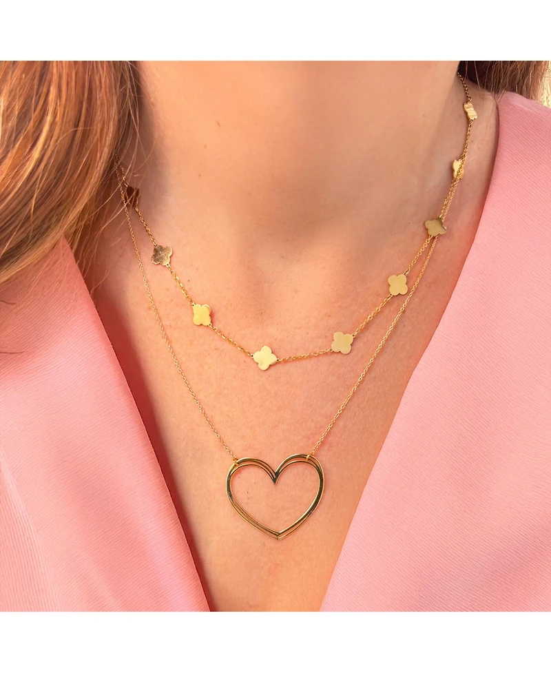 The Lovery Large Gold Open Heart Necklace 14K Gold