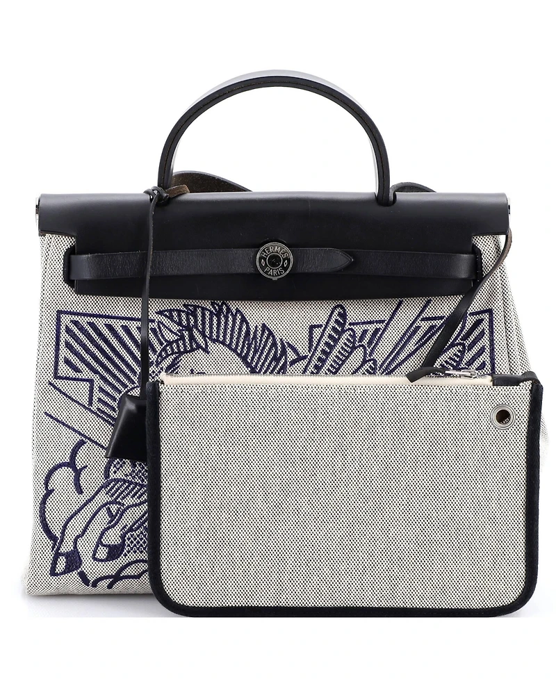 Pre-Owned Hermes 31 Herbag Zip Pegase Pop Toile and Leather