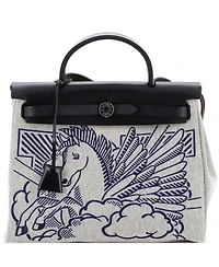 Pre-Owned Hermes 31 Herbag Zip Pegase Pop Toile and Leather
