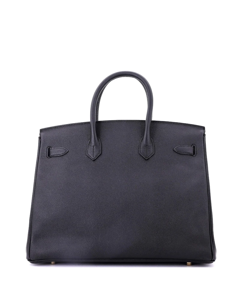 Pre-Owned HERMA‰S Birkin 35 Handbag Black Epsom with Gold Hardware