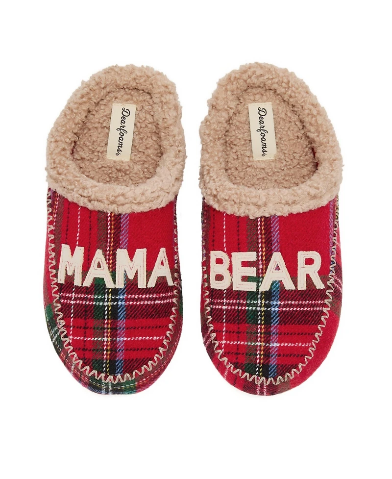 Dearfoams Women's Mama Bear Plaid Clog Slipper