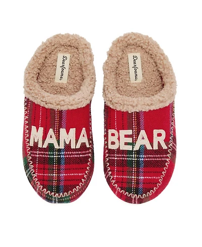 Dearfoams Women's Mama Bear Plaid Clog Slipper