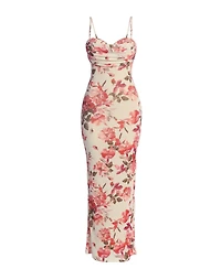 Jluxlabel Women's Ivory Floral Slinky maxi dress