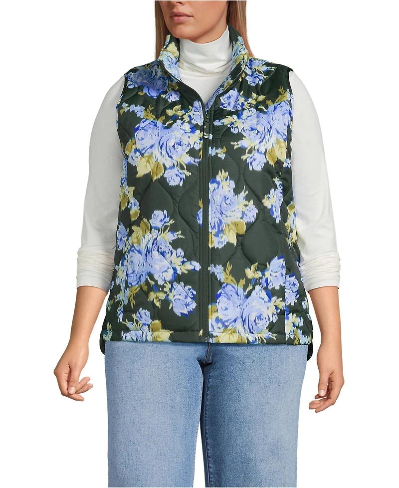Lands' End Plus Print FeatherFree Quilted Insulated Vest