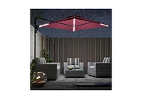 Aecojoy 10FT Large Patio Umbrella with Solar Lights, Rectangle Wall Mounted Outdoor Patio Umbrella