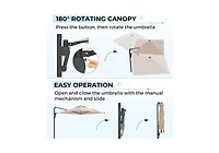 Aecojoy 10FT Large Patio Umbrella with Solar Lights, Rectangle Wall Mounted Outdoor