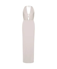 Jendue Women's Siena Denim Maxi Dress - Elegant Halter Neck Cut-Out