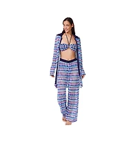 Profile by Gottex Women's Retro Riviera Netted Crochet Buttoned Tunic Cover-Up