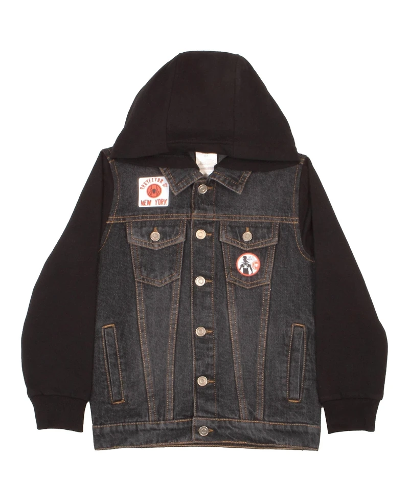 Miles Morales Boys Spider-Man Fashion Long Sleeve Hooded Jean Denim Jacket