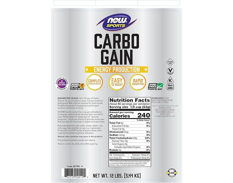 Now Foods Carbo Gain, 12lb