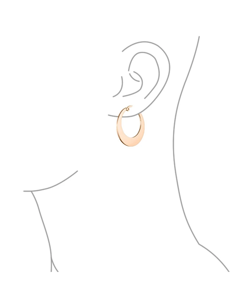 Bling Jewelry Set of 2 Flat Oval Hoop Huggie Earrings Black Rose Gold Plated Steel 1.25 Inch