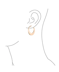 Bling Jewelry Set of 2 Flat Oval Hoop Huggie Earrings Black Rose Gold Plated Steel 1.25 Inch