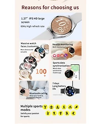 Ruxing Smart Smart watch 1.27 Hd large screen heart rate female physiological monitoring waterproof Bluetooth watch -Gold