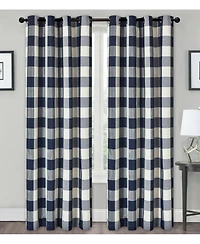 Kate Aurora Country Farmhouse Living Classic Buffalo Plaid Checkered Single Grommet Top Window Curtain Panel - 54 in. W x 84 L, Burgundy