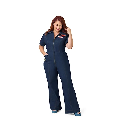 Unique Vintage Plus Pit Crew Denim Jumpsuit