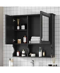 Casainc 30'' Mirror Medicine Cabinet with Open Shelves, Doors & Adjustable Shelf for Bathroom Storage