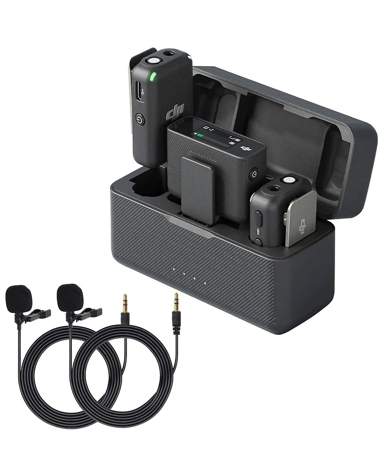 Dji Dji Mic (2 Tx + 1 Rx + Charging Case), Wireless Lavalier Microphone, 820 ft.)Range, 15hr Battery, Wireless Microphone for Pc, iPhone, Android,