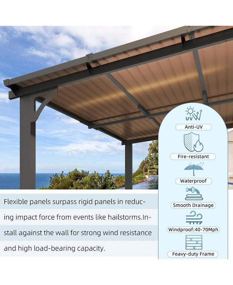 Aecojoy 12'x12' Wall Mounted Gazebos Pergola