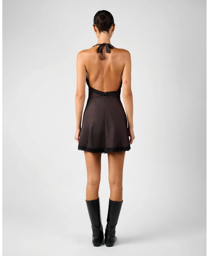WeWoreWhat Women's Halter Lace Mini Dress