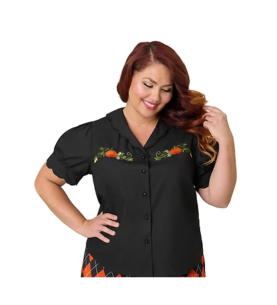 Smak Parlour Plus Size Embriodered Puff Sleeve Top