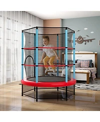 Gymax 55'' Mini Trampoline for Kids w/ Safety Enclosure Net & Seamless Design