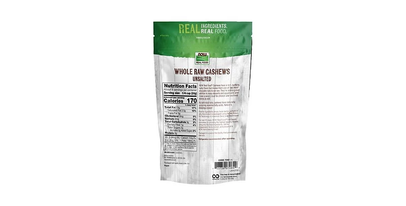 Now Foods Whole Raw Cashews Unsalted ,10 oz
