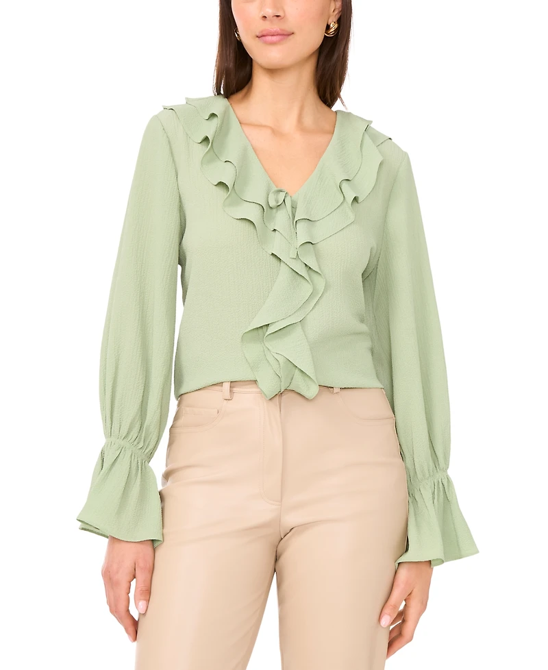 Vince Camuto Women's Double Ruffle V-Neck Top