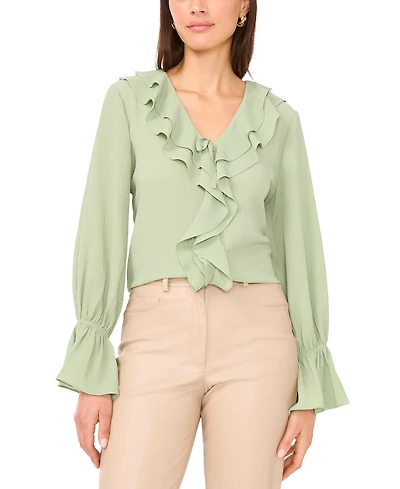 Vince Camuto Women's Double Ruffle V-Neck Top