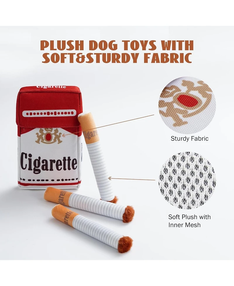 Nocciola 3 Giggle Puff Stick Toys with a Box, 4-in-1 Interactive Plush Dog Toys for Hide-and-Seek,Toybox Canine for Small to Medium Dogs
