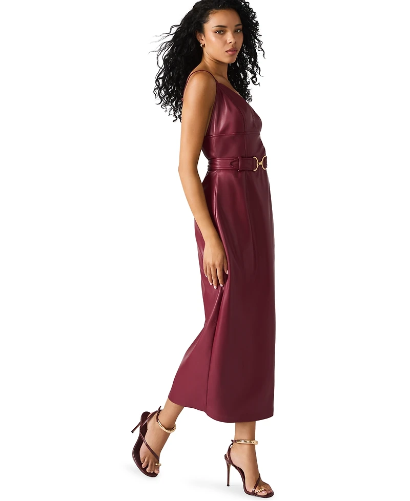 Steve Madden Women's Kailey Sleeveless Self-Tie Belt Midi Dress