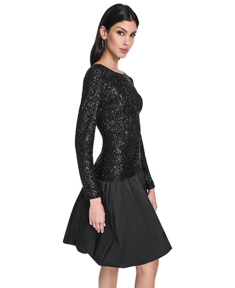 Eliza J Women's Long Sleeve Boat Neck Dress