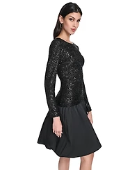 Eliza J Women's Long Sleeve Boat Neck Dress